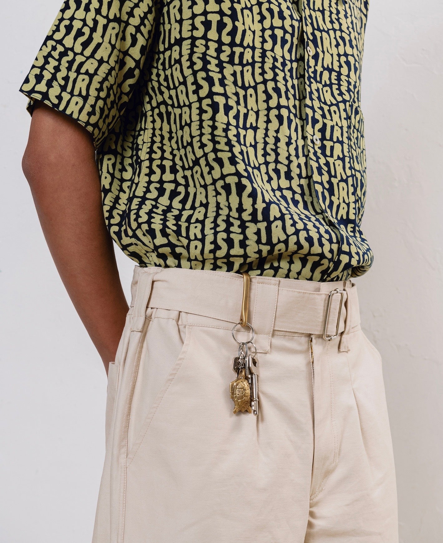 Pleated Belted Pants with RESIST Lining