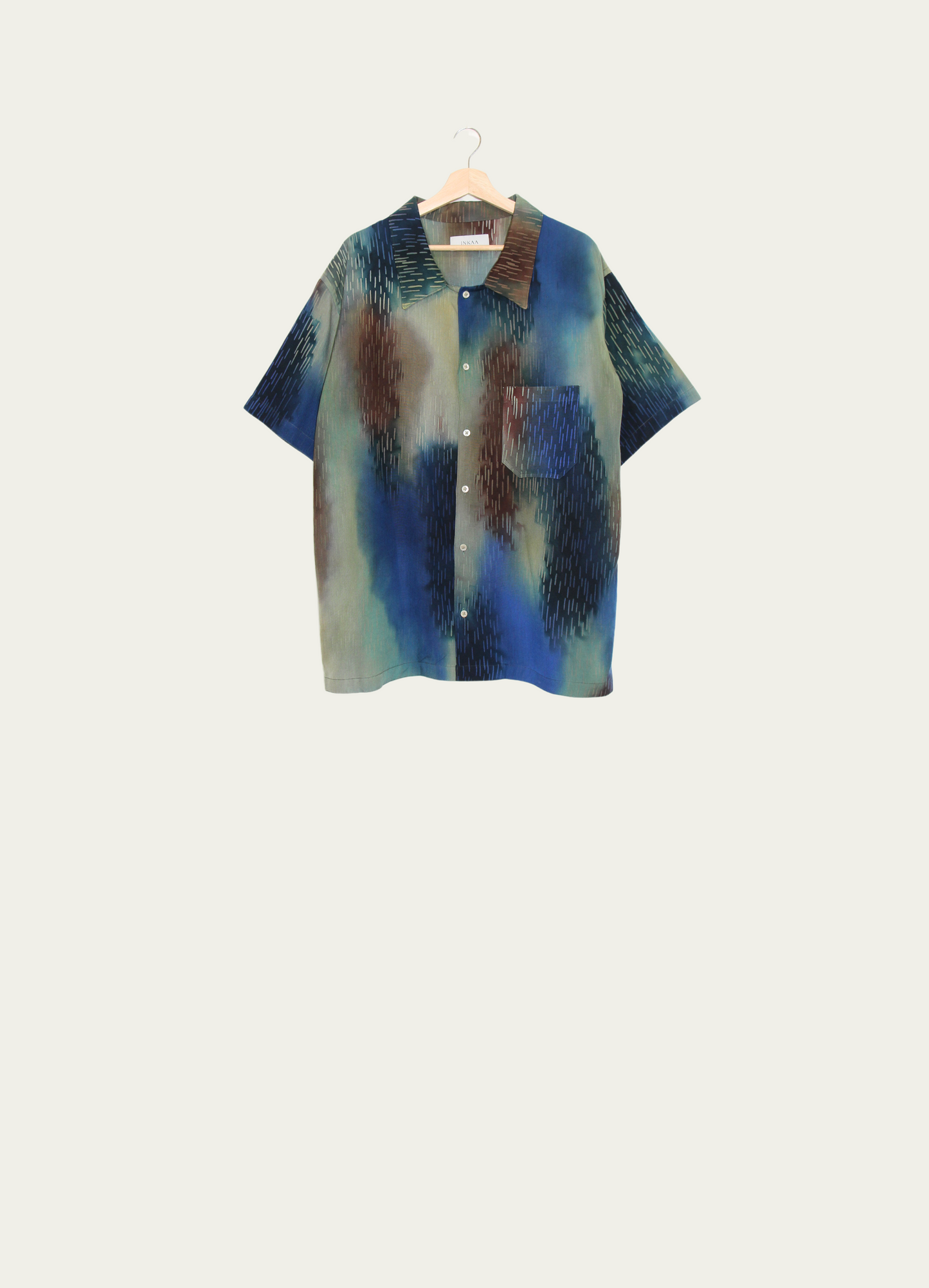 Overdyed Ombre Batik Shirt with Line Motif