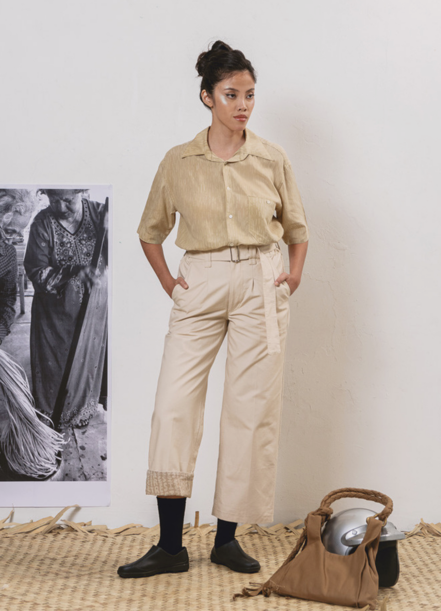 Pleated Belted Pants with RESIST Lining