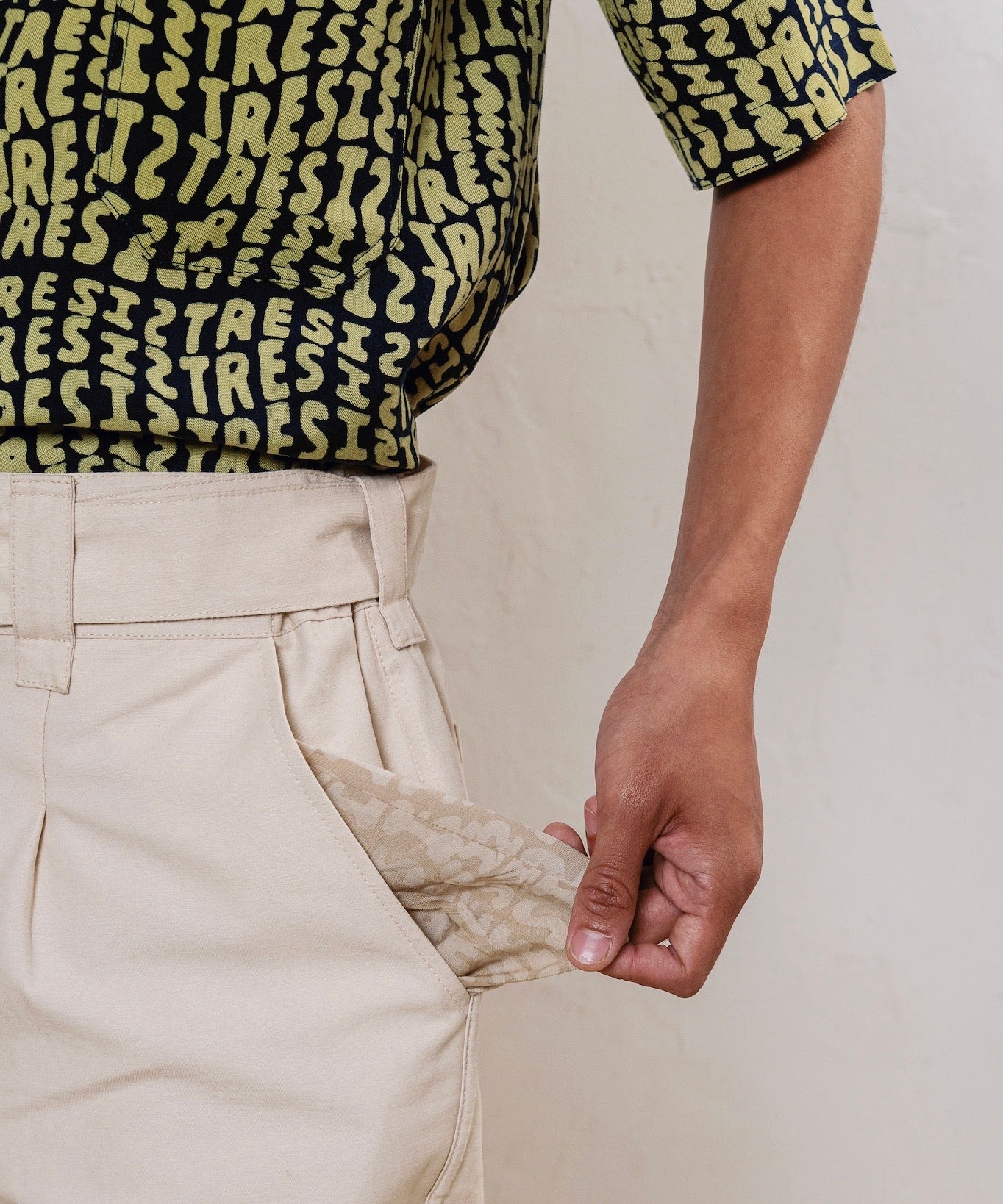 Pleated Belted Pants with RESIST Lining